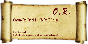 Ormándi Ráfis névjegykártya